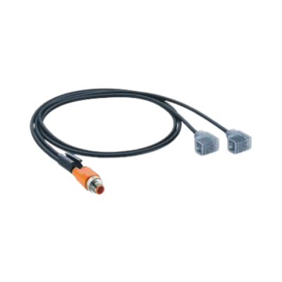 M12 Y-splitter mannelijk naar twee DIN-ventielconnectoren Form C